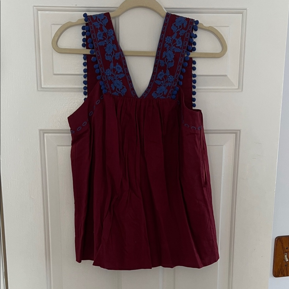 Jcrew Embroidered Burgundy and Blue Women's Top with tags